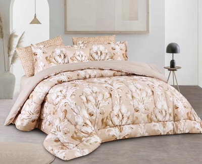 طقم لحاف ساليرنو مايكروفايبر، 240x260 سم، نفرين، 9 قطع - بيج product image 2