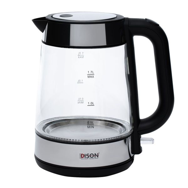 Edison Steel Electric Kettle, 2200 Watt, 1.7 Liter, F-625 - Clear Black product image 2