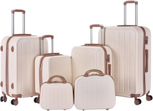 Limra LMA-1409 Limra ABS Luggage Set, 6 Sizes, 4 Wheels, 360 Degree Rotating - Beige Gold product image