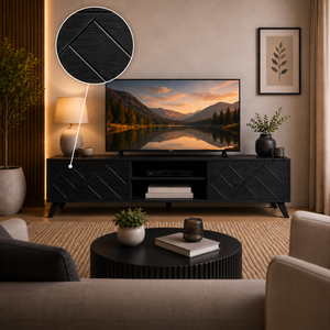 طاولة تلفزيون،  50×160×40 سم، خشب MDF، قواعد - أسود غامق product image 2