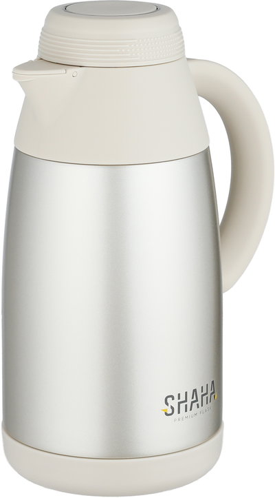 Shaha Thermos, Stainless Steel Inner Container, 0.8 Liter, Self-Service, Push-Button - Matte Silver Cream product image 3