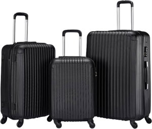 طقم شنط سفر ABS ليمرا، 3 مقاسات، 4 عجلات، WM-215-3PCS - أسود product image