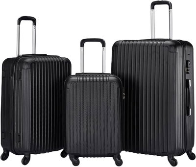 طقم شنط سفر ABS ليمرا، 3 مقاسات، 4 عجلات، WM-215-3PCS - أسود product image 1