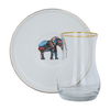 Al Saif Gallery glass tea canteens set with porcelain saucer, 12 pieces, elephant pattern - transparent and white product image 1