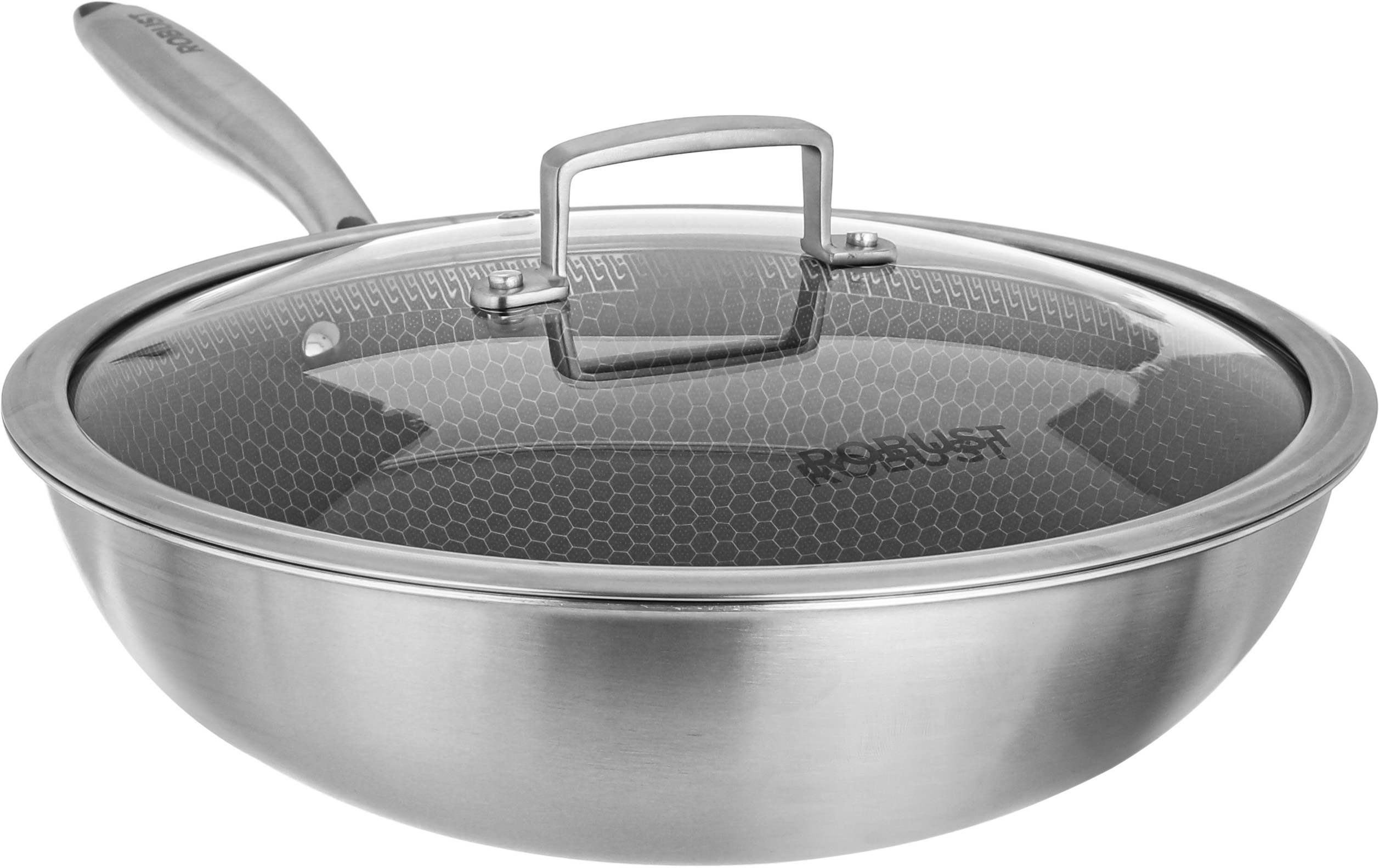 مقلاة استيل بغطاء زجاج روبوست، 30 سم، 2.5 لتر - فضي product image 1