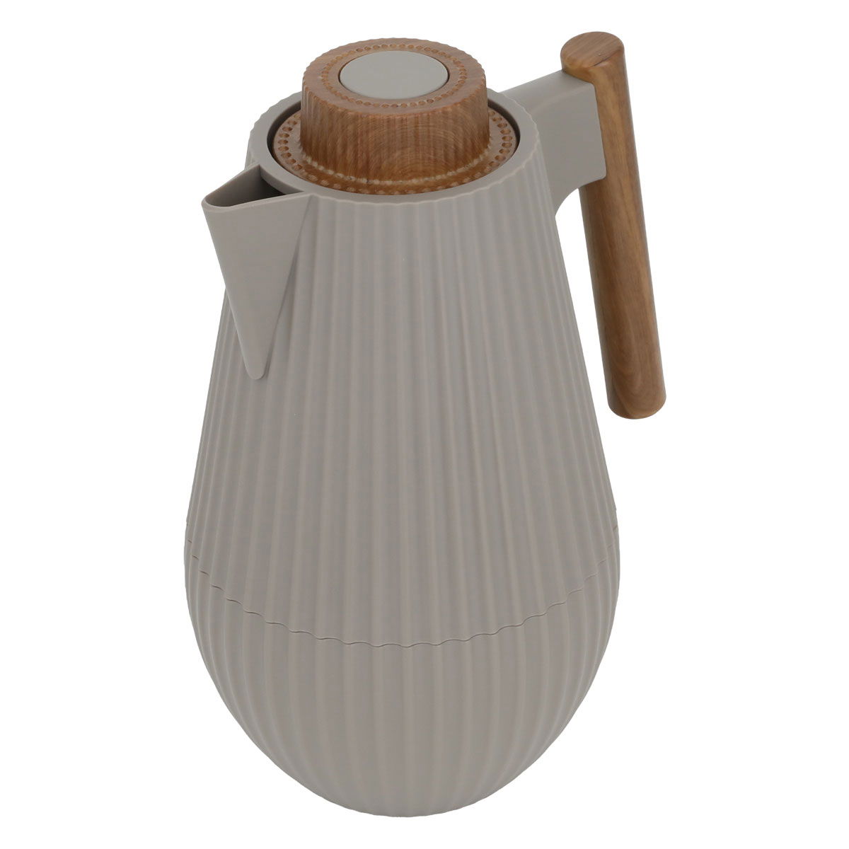 Al Saif Gallery Layar thermos, wooden handle, compressor, 1 liter, thermal glass inner container, plastic outer shell - Cappuccino product image 2