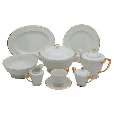 طقم سفرة بورسلان السيف غاليري، 66 قطعة - أبيض product image 1