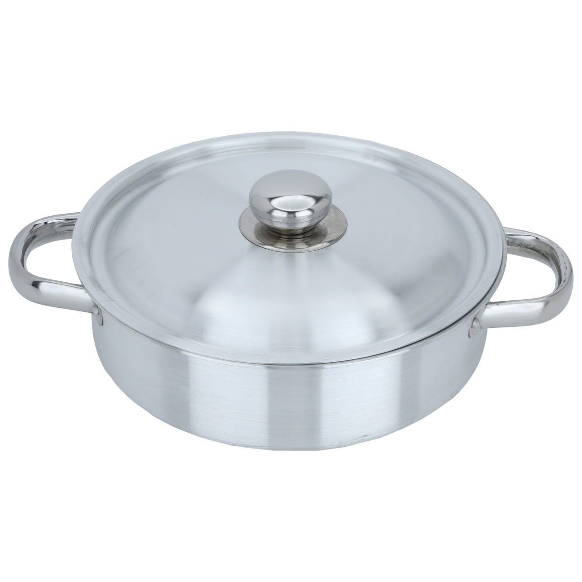 Robust aluminum oven tray, 28 cm, round, with lid, two handles - silver product image 2