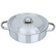 Robust aluminum oven tray, 28 cm, round, with lid, two handles - silver product image 2
