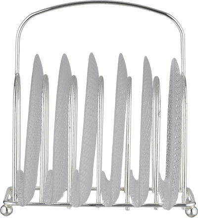 طقم صحون زجاج السيف غاليري، 6 قطع، مع ستاند، منقوش - فضي شفاف product image 3