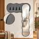 مرآة مدخل منزل زجاج، 80×120×30 سم، لوح تعليق خشبي، خطافات تعليق معدنية - رمادي product image 3