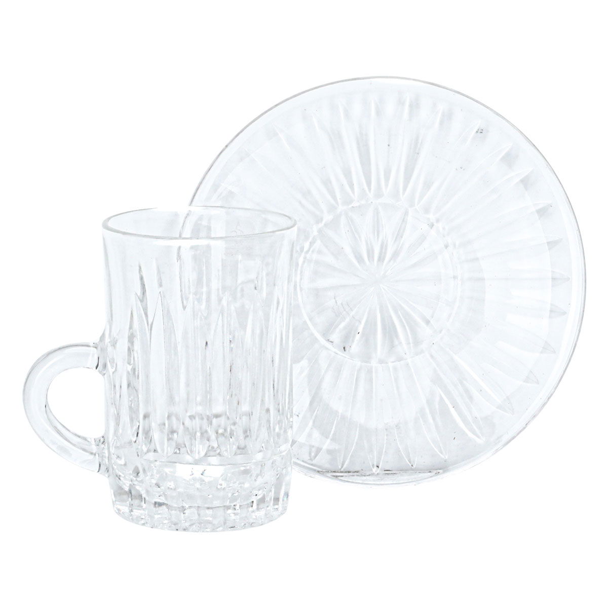 طقم تقديم بيالات +فناجين كريستال السيف غاليري، مع الصحن، 18 قطعة - شفاف product image 2