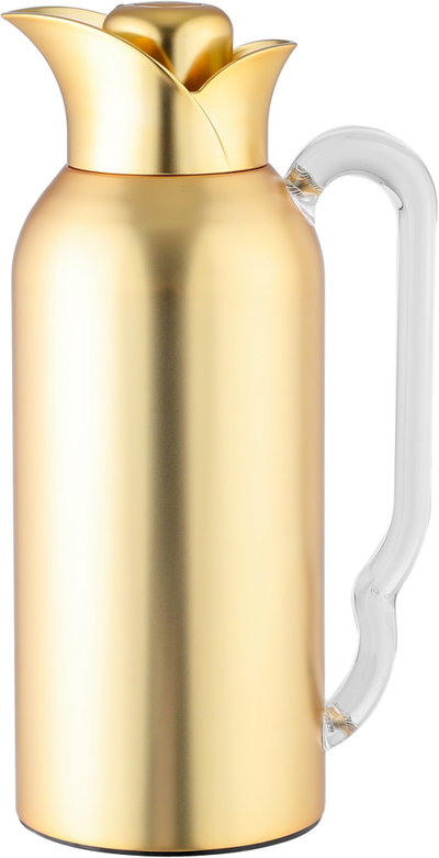 Al Saif Gallery TuwaiqThermos Set, 2 Pieces, 0.7/1 Liter, Glass Inner Material, Transparent Handle, Press Lid - Gold product image 3