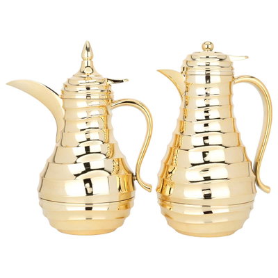 Al Saif Gallery Thermal Glass Thermos Set, 2 Pieces, 1/0.75 Liter - Gold product image 1