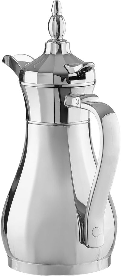 Al Saif Gallery Suleiman Thermos Dallah shape 1 liter, steel inner container, steel outer shell - silver product image 3
