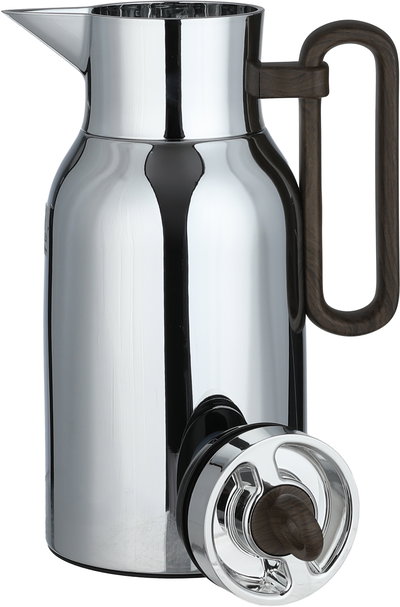 Al Saif Gallery Al Durra Thermos Set, 1/1 Liter, 2 Pieces, Glass Inner Container, Push Button, Wooden Handle - Silver product image 5