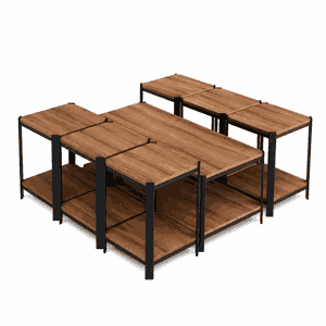 طقم طاولات خشب MDF و معدن، 7 قطع - اسود بني product image 2