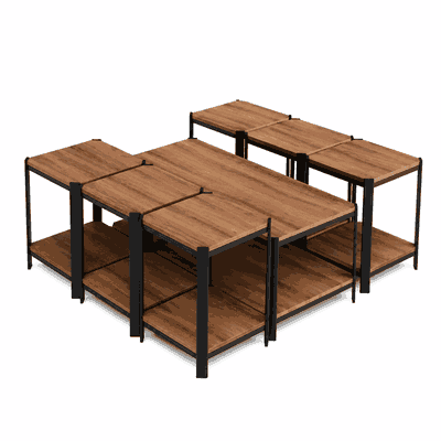 طقم طاولات خشب MDF و معدن، 7 قطع - اسود بني product image 2