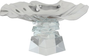 ستاند تقديم ستانلس استيل السيف غاليري، 23x23x12 سم، قاعدة مربع زجاج - شفاف فضي product image 2