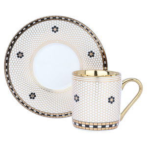 Al Saif Gallery Ceramic Arabic Coffee Cups Set, 12 Pieces - Black Gold product image