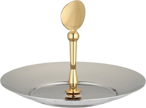 شيالة تقديم ستانلس استيل السيف غاليري، 15.5x15.5x12 سم، دائري، مسكة يد - فضي ذهبي product image 2