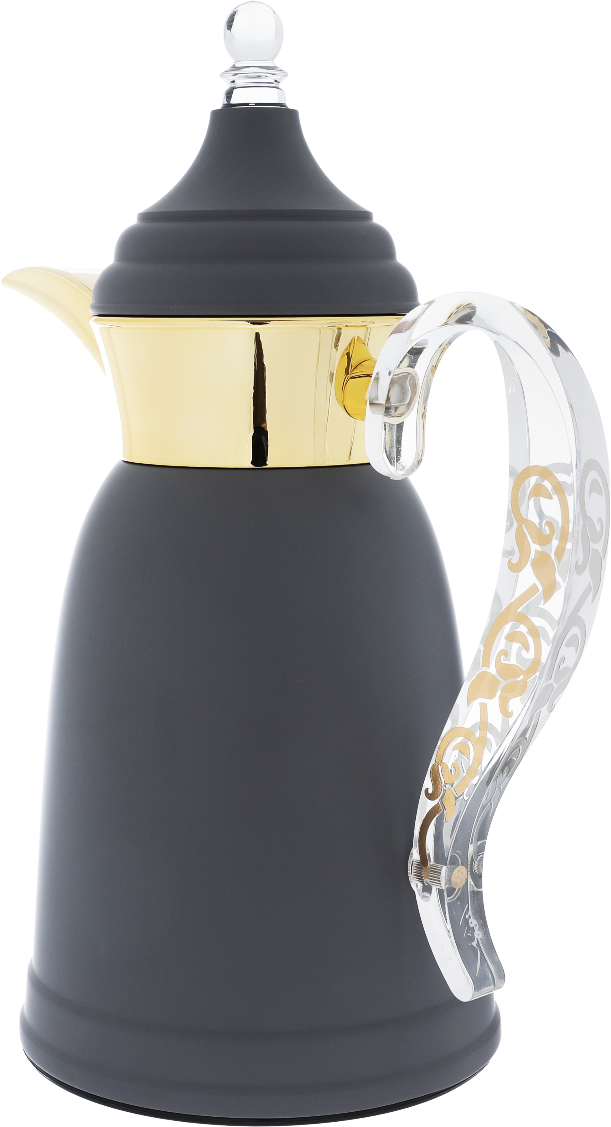 Al Saif Gallery Qamar thermos set, 1 liter, thermal glass inner container, steel outer shell - dark gray product image 4