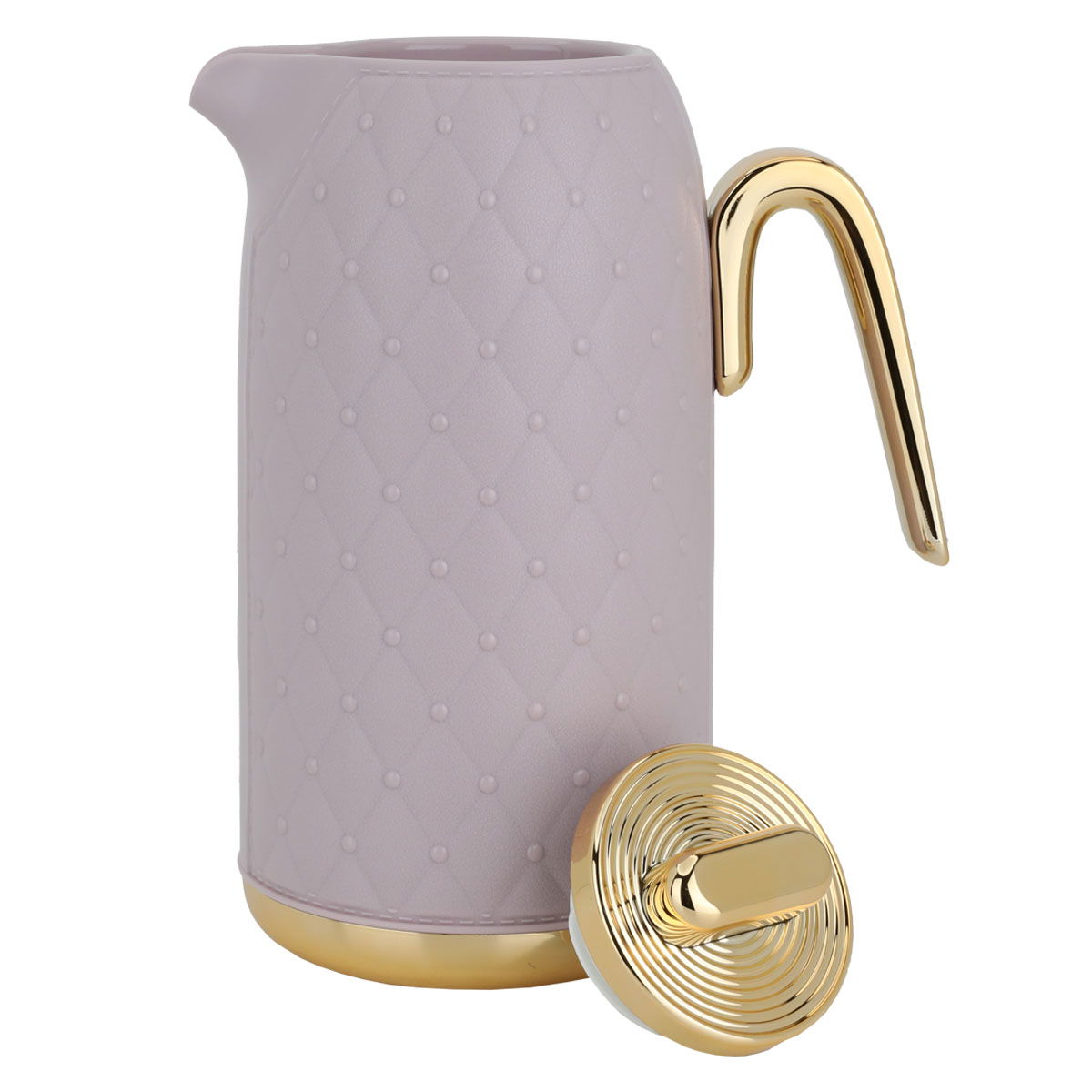 Timeless rattan thermos, 1 liter, golden handle, thermal glass inner shell, plastic outer shell - purple product image 3