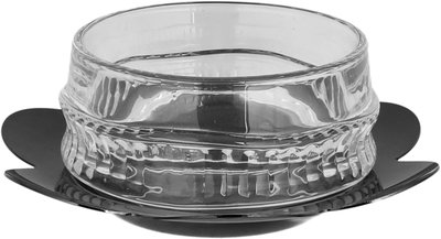 Al Saif Gallery Glass Serving Bowl, 14/9 cm, 2 pieces, Metal Base - Glossy Black Clear product image 2
