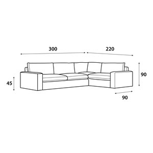 Modern Swedish wood sofa, 300 x 220 cm, chenille fabric - brown product image 2