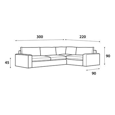 Modern Swedish wood sofa, 300 x 220 cm, chenille fabric - brown product image 2