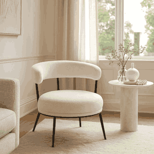 Modern Metal Chair, 75×55×45 Cm, Boucle Fabric And Foam - White product image