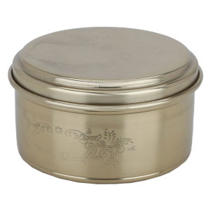 Al Saif Gallery steel box, 11 x 11 x 6 cm, round, lid - gold product image 2