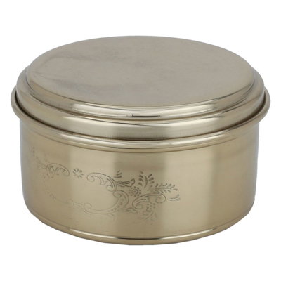 Al Saif Gallery steel box, 11 x 11 x 6 cm, round, lid - gold product image 2