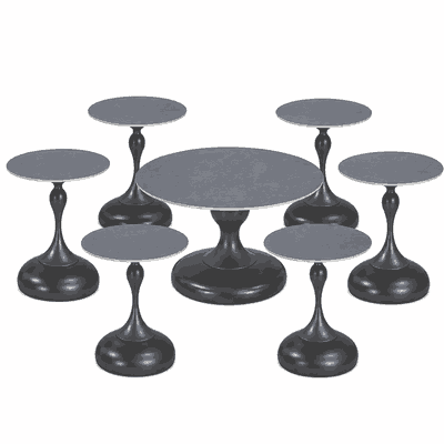 طقم طاولات سيراميك و معدن، 7 قطع - فضي product image 3