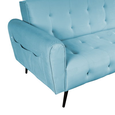 كنبة سرير مونتيلا خشب سويدي باك كومفورت، 190x70x90 سم، قماش مخمل - فيروزي فاتح product image 4