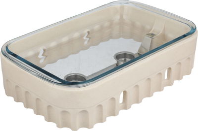 سخان طعام فخار السيف غاليري، 40x24x12 سم، مستطيل، غطاء زجاج، قاعدة فخار - بيج product image 2