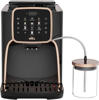 Arzum Okka Automatic Espresso Machine, 1200-1450W, 19 bar, 1.8L, Touch Control, 11 Brew Options, 12 Grind Settings, Automatic Cleaning, Built-in Milk System, OK0028 - Copper Black product image 3