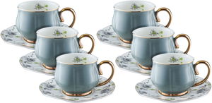 Al Saif Gallery Porcelain Coffee Cup Set, 12 Pieces - Light Grey product image