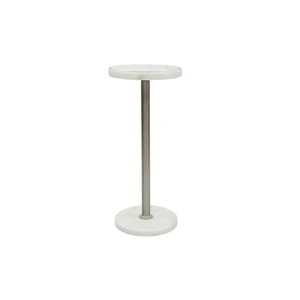 Modern marble and steel side table, 58 x 25 cm - Silver product image 2