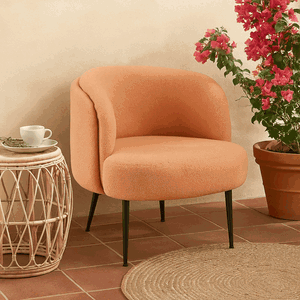 كرسي مودرن معدن، 75×65×53 سم، قماش بوكليه - بني product image 2