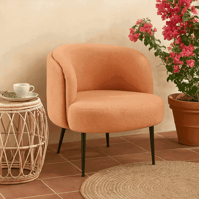 كرسي مودرن معدن، 75×65×53 سم، قماش بوكليه - بني product image 2