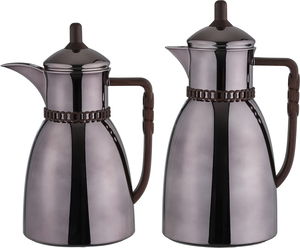 طقم ترامس بيان السيف غاليري، 0.7 / 1 لتر، 2 قطعة، حافظة داخلية زجاج حراري، يد خشبي- بني لامع product image