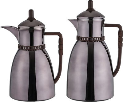 طقم ترامس بيان السيف غاليري، 0.7 / 1 لتر، 2 قطعة، حافظة داخلية زجاج حراري، يد خشبي- بني لامع product image 1