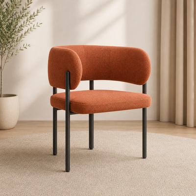 كرسي مودرن حديد ضد الصداء، 75×56×58 سم، قماش شانيل - برتقالي product image 4