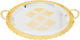 Al Saif Gallery steel tray set with golden edges, 3 pieces, round, engraved - silver product image 1