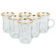 طقم بيالات شاي زجاج بحافة ذهبي السيف غاليري، 200 مل، 6 قطع - شفاف product image 1