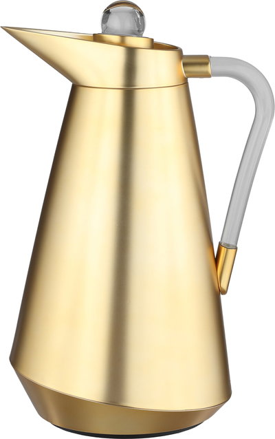 Al Saif Gallery Tarif Thermos Set, 1/0.7 Liter, Glass Interior, 2 Pieces, Transparent Handle, Push-Button Lid - Gold product image 3