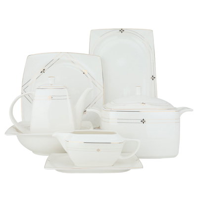 طقم سفرة بورسلان السيف غاليري، مربع، 166قطعة - أبيض product image 1