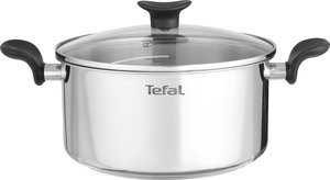 Primary Stainless Steel Tefal Glass Saucepan, 5.3 Liters, Black Handle, Glass Lid - Silver Silver product image