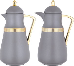 Al Saif Gallery Najd thermos set, 1/1 liter, thermal glass inner shell, plastic outer shell - golden cappuccino product image 2